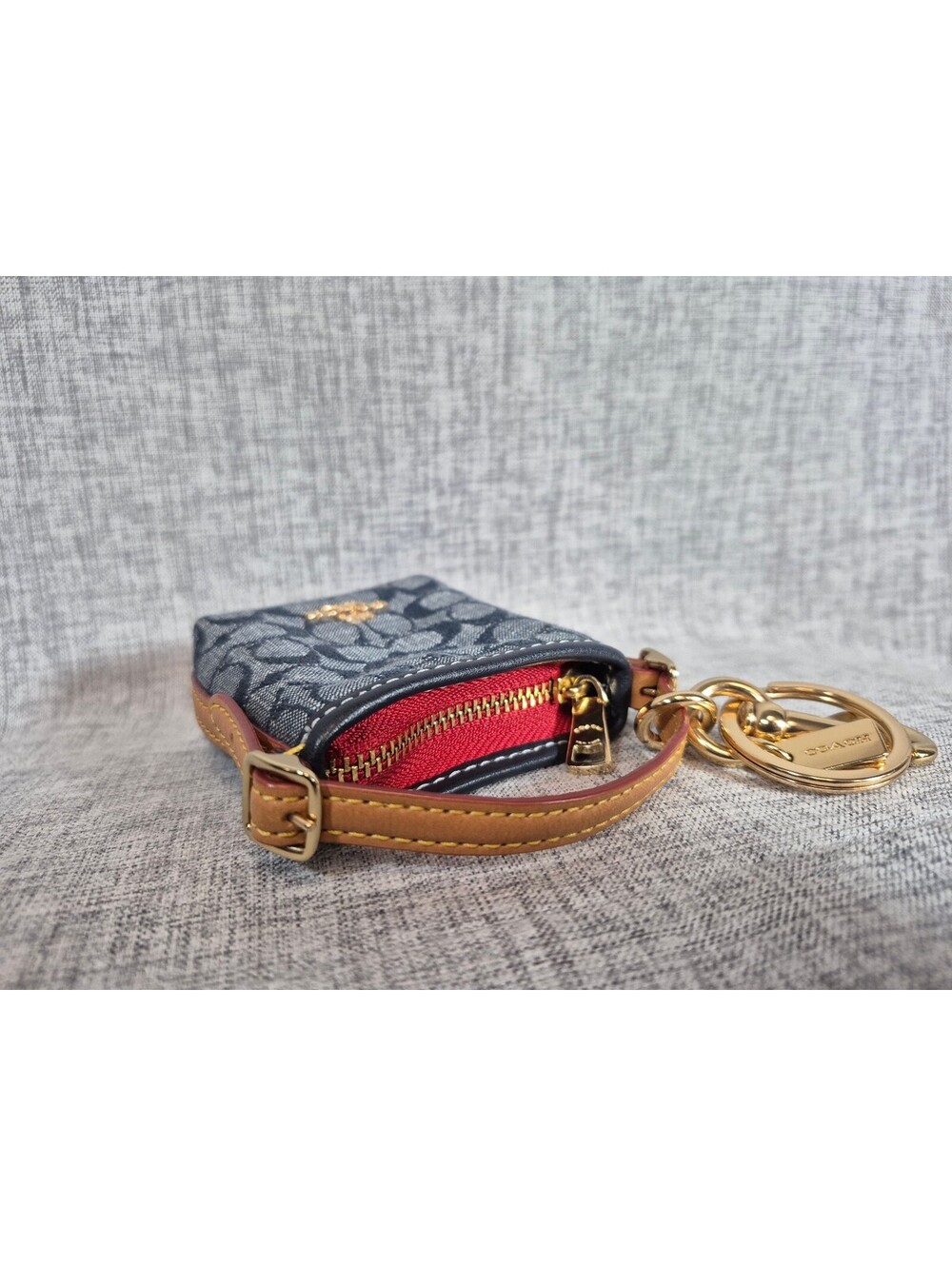 Coach Mini Val Duffle Bag Charm Keychain Signature Chambray C8223 NWOT - Picture 6 of 11